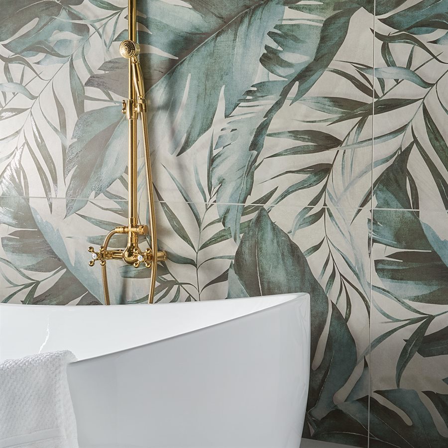 21stTile's tweet photo. Large scale printed tiles create a mural effect and look like wallpaper! Perfect for an accent wall, or anywhere you want to make a design statement. https://t.co/3jARteD6RA