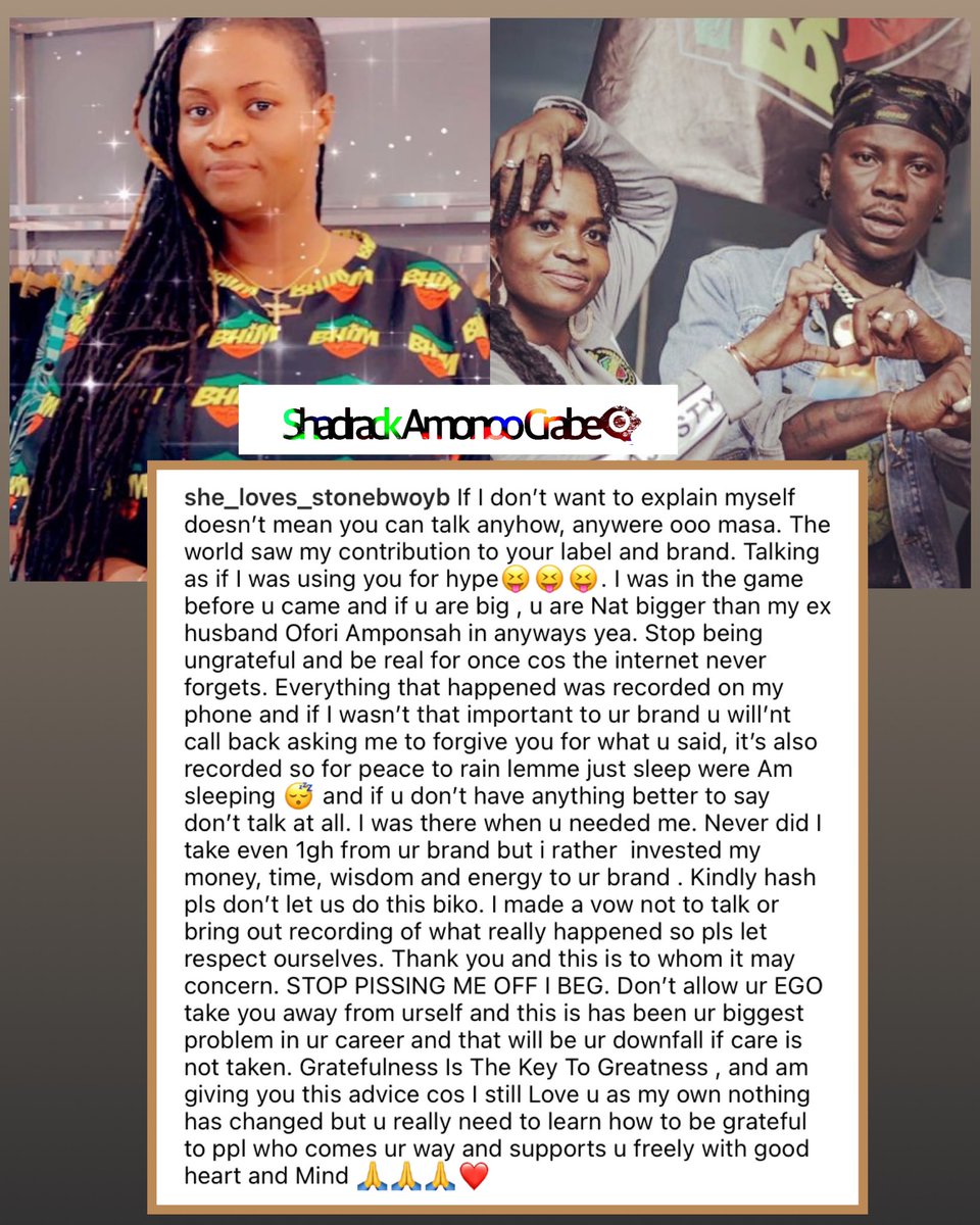 ShadrackAmonooC's tweet photo. THINGS FALL APART: Stonebwoy’s Right Hand-Man .. Ayisha Modi is Throwing Shades At Stonebwoy over an interview Stonebwoy Granted.. 

She Said High-Life Artiste, Ofori Amponsah is even Bigger than Stonebwoy 😫🤦🏿‍♂️🤦🏿‍♂️ https://t.co/lU063SZrSc