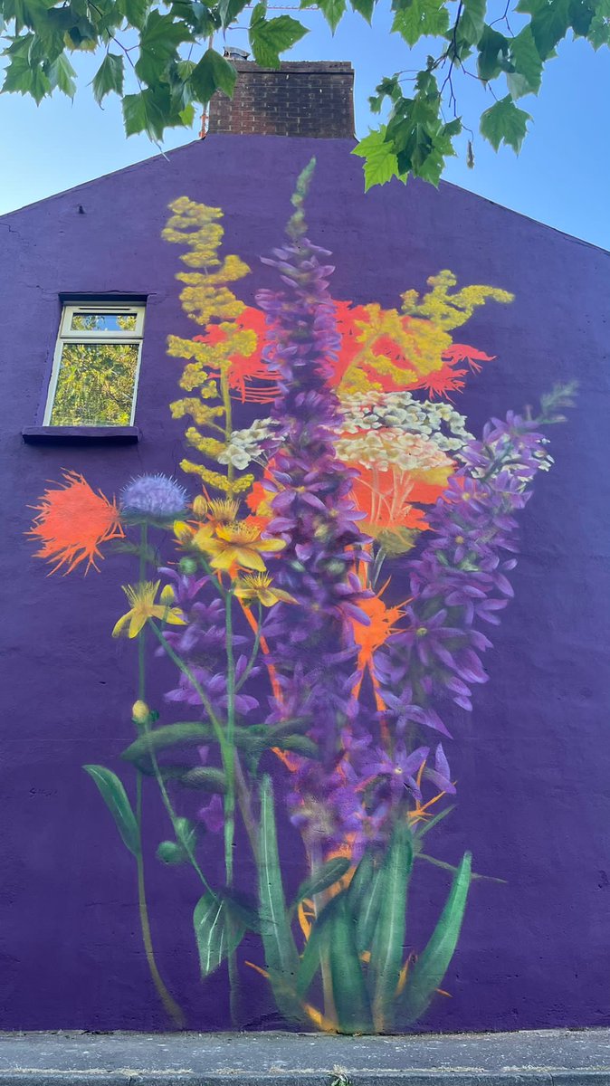 QUBelfast's tweet photo. We blooming ❤️ this. We collaborated with @emicartist to bring these pieces of artwork to the city. They were designed to recognise the work of our student volunteers in creating &amp; sustaining Wildflower Alley. Thanks to Emic for taking a seed of an idea &amp; turning it into reality. https://t.co/F4ugYT9cia