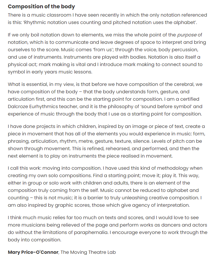 FevershamMusic's tweet image. Spot on, @movingteatrelab (writing in @MusicTeacherMag)