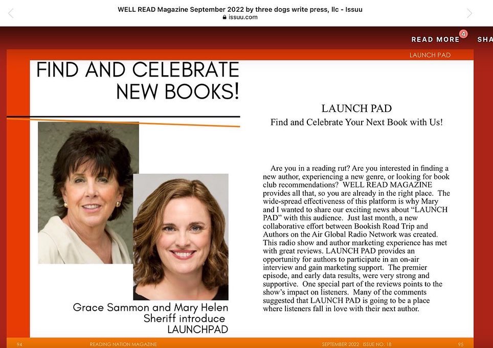 GSammonWrites's tweet photo. Thank you @MandyHaynes_ for a multi-page spread on the newest collaboration between @AuthorsontheAir Bookish Road Trip, @maryhsheriff and me. A free magazine with 120k++ readers. The perfect bookish experience.  LINK:
https://t.co/CXnhUsmg81 https://t.co/UdFUE34bDf