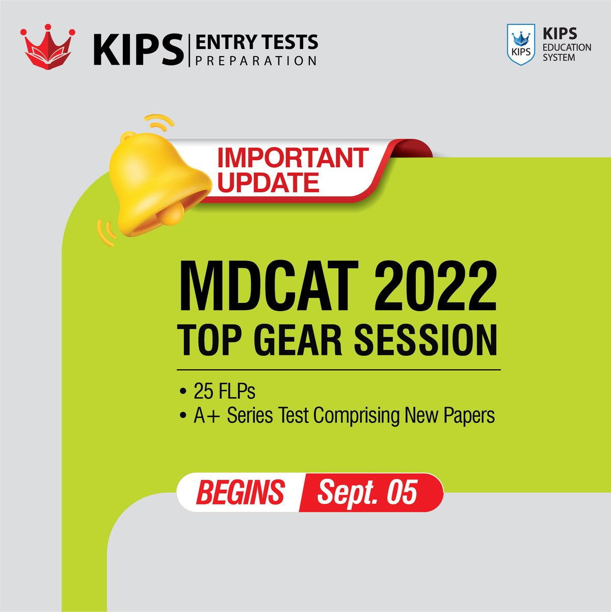 kipsofficial's tweet image. 𝗥𝗲𝗴𝗶𝘀𝘁𝗿𝗮𝘁𝗶𝗼𝗻𝘀 𝗔𝗿𝗲 𝗢𝗽𝗲𝗻 𝗳𝗼𝗿 𝗠𝗗𝗖𝗔𝗧 𝗧𝗼𝗽 𝗚𝗲𝗮𝗿 𝗦𝗲𝘀𝘀𝗶𝗼𝗻!
🔵 Starting from 5th September 2022 in almost all KIPS Preparations campuses
For registration please visit bit.ly/KIPSETP2022

#MedicalEntryTest #EntryTestsPreparation #MDCAT