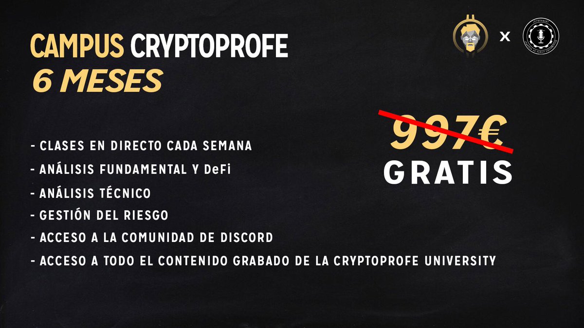 🚨 SORTEAZO VALORADO EN 997€ 🚨

¡ACCESO AL CAMPUS <a href="/Cryptoprofe_/">Crypto Profe</a> GRATIS POR 6 MESES!

Para participar:

✅ Seguir a <a href="/_criptoque/">¿Criptoqué?</a> y <a href="/Cryptoprofe_/">Crypto Profe</a> 
✅ RT y Me Gusta al tweet.
✅ Menciona a 2 amigos en los comentarios.

🎁 Ganador 15/09, ¡Suerte a tod@s!