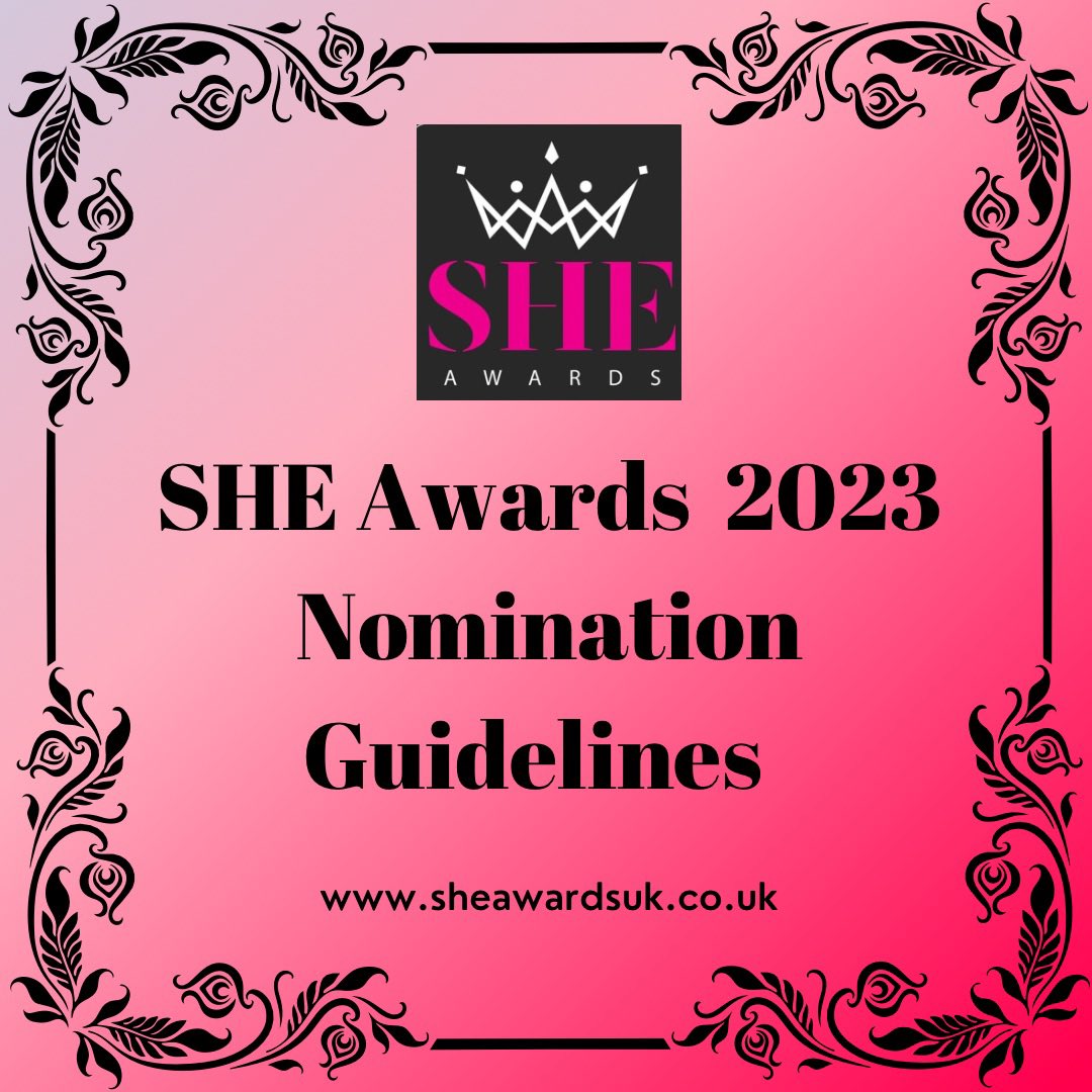 The Nominations for SHE Awards 2023 are open!

surveymonkey.com/r/Y6PDYM3

Save, Share &amp; Nominate!

Closes 10th October 2022!

#internationalwomensday #nominate #WomenSupportingWomen