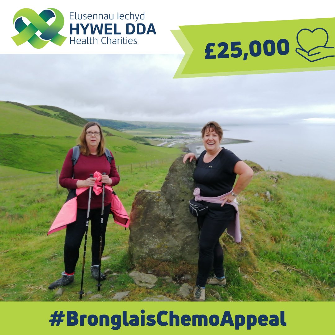 HywelDdaCharity's tweet photo. Wow! A fantastic £25,000 was raised for the #BronglaisChemoAppeal thanks to the mammoth coastal walk 🚶‍♀️by senior nurses Rhian Jones and Eirian Gravell

The pair raised £19,000 and the 70 people who joined them for the final stretch raised £6,000 between them

#YourNHSCharity💚 https://t.co/8jH4doID0l