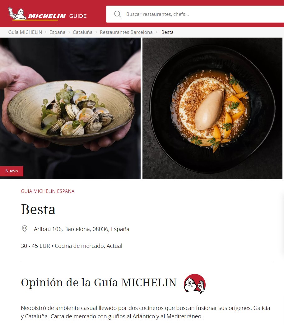 Neobistró de ambiente casual llevado por dos cocineros que buscan fusionar sus orígenes, Galicia y Cataluña. Carta de mercado con guiños al Atlántico y al Mediterráneo. #BestaBarcelona

By  <a href="/GuiaMichelin_ES/">La Guía MICHELIN</a> 
 
bit.ly/BestaLaGuiaMIC…