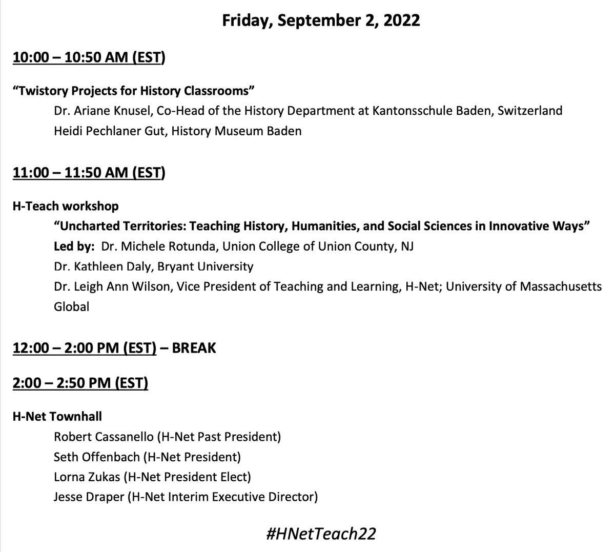 Last day of the @HNet_Humanities teaching conference! #HNetTeach22