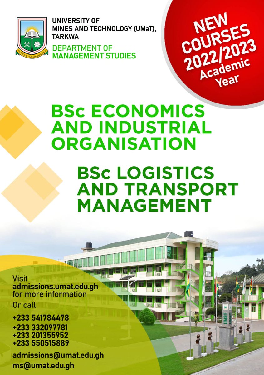MgtStudiesUMaT's tweet photo. Admissions are still ongoing for freshers to enroll on Business Programmes @MgtStudiesUMaT . Don't miss out on this opportunity to be part of something great. enroll now..! https://t.co/jls73D2qsN