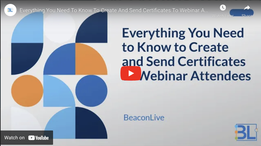 BeaconLive's tweet image. Video Feature Friday!
In this video, you'll find a breakdown of highlights from our blog article Everything You Need To Know To Create and Send Certificates To Webinar Attendees

Watch video here: hubs.la/Q01lhhS10
#FreeCertificateGenerator #VideoFeatureFriday #BeaconLive