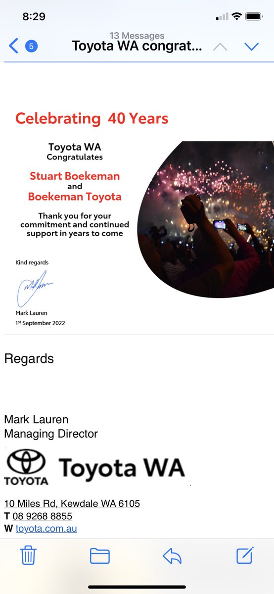 Pretty chuffed to celebrate 40 Years as a Toyota Dealer this week.
From so called Jap Crap at the beginning to the Nations No 1 Vehicle for the last 10 Years. Oh what a feeling 😊