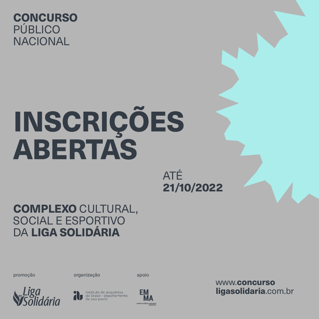 iabsp's tweet photo. Inscrições abertas!
Participe e envie sua proposta para o novo edifício de 4 mil m² da @ligasolidaria que será construído em São Paulo
P/ consultar o edital, os prazos e todo o material https://t.co/jgWJTFUiid
#iabsp #ligasolidaria #arquitetura #concursodearquitetura #projeto https://t.co/QywwNcKGfc
