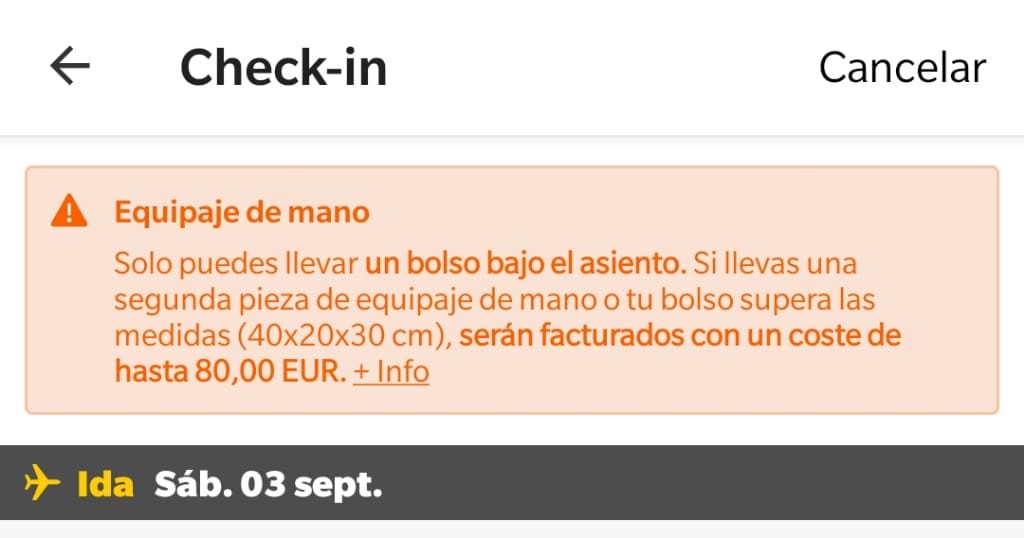 p_curiel's tweet photo. Hola @vueling.
Pese a que ya se ha declarado ilegal la práctica de cobrar extra por el equipaje de mano, vosotros seguís abusando del consumidor sin esconderos lo más mínimo. ¿No se os cae la cara de vergüenza? @RubenSanchezTW @facua 
#estafadores https://t.co/63U8GB12MQ