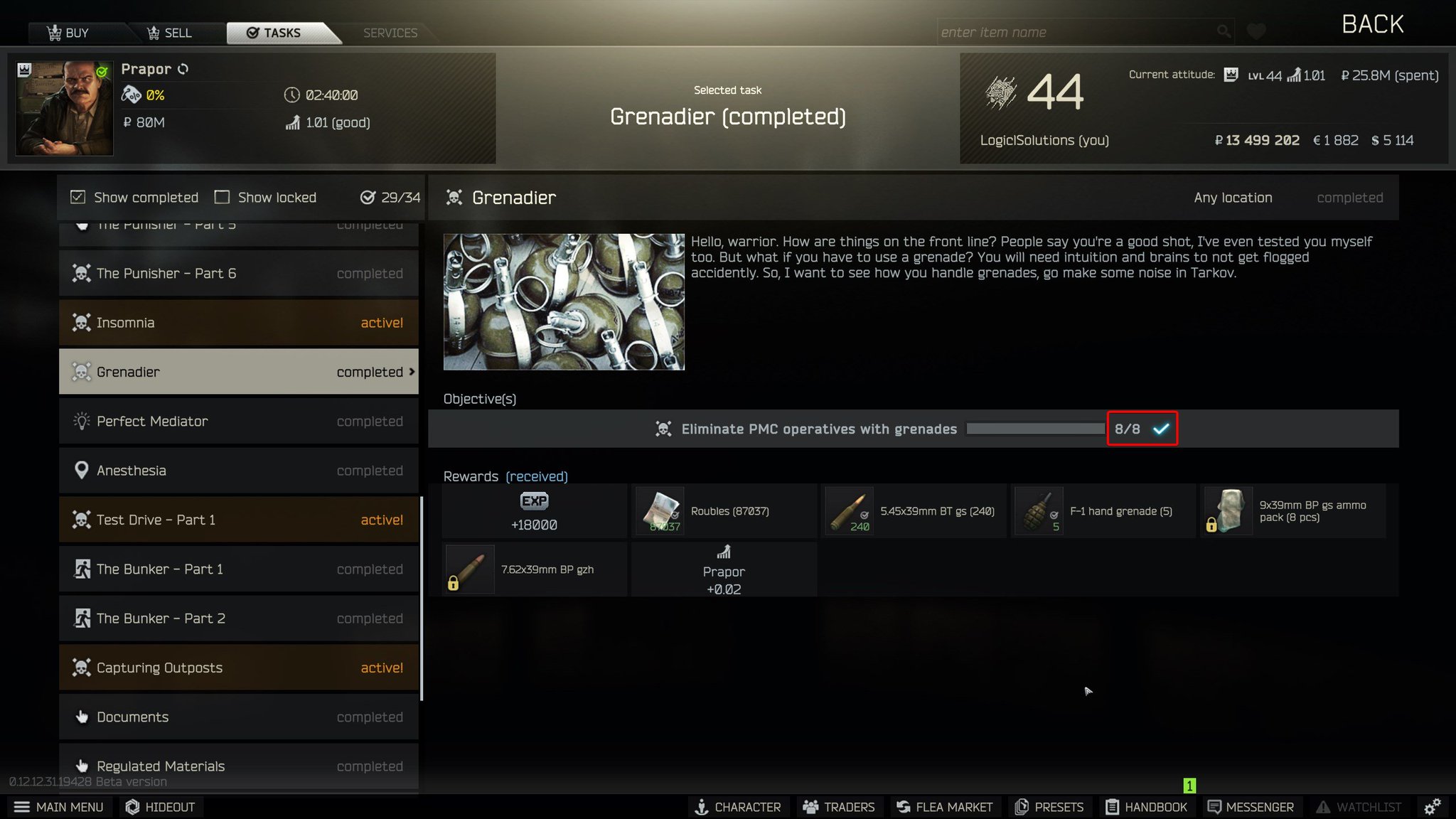 LogicalSolutions on Twitter "EscapeFromTarkov **TASK CHANGES