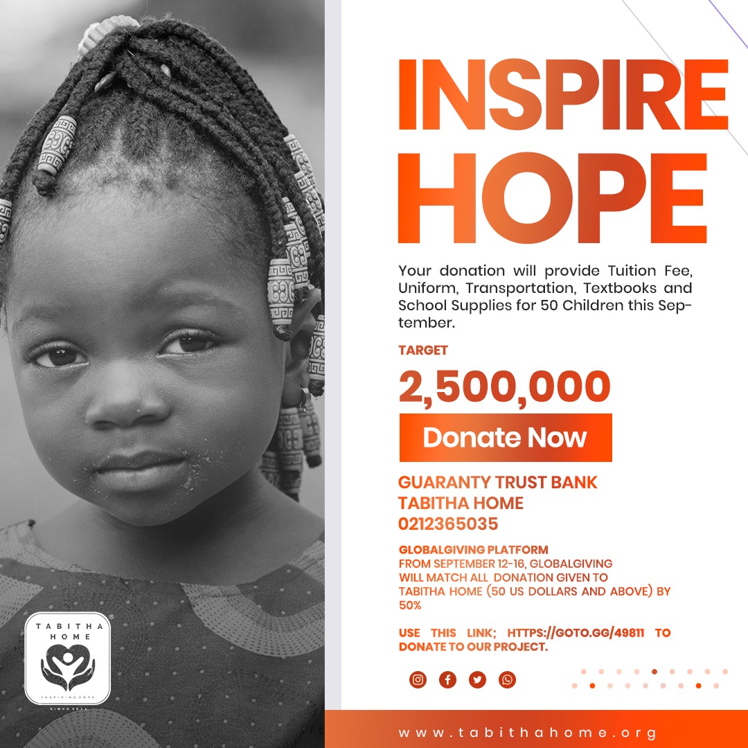 tabitha_homeng's tweet photo. Be part of a Tabitha Home Child's story by donating to the Back 2 School project. 

Using this link https://t.co/WMQlsiYy1x to donate $50 and above on @globalgiving between September 12th - 16th 2022 get matched by 50%. 

#TGIF
#donation
#globalgiving
#children
#tabithahome
#sdg4 https://t.co/pvyFRnETsA