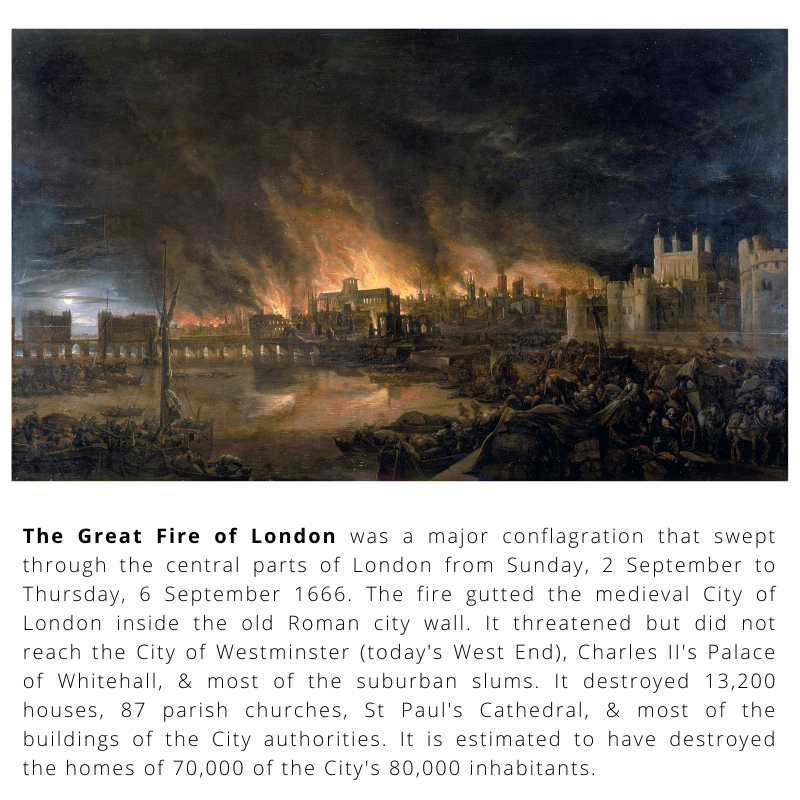 BritishHistorym's tweet image. #otd 2 September 1666 – The Great Fire of London breaks out and burns for three days, destroying 10,000 buildings, including Old St Paul&apos;s Cathedral.

#greatfireoflondon #puddinglane #d2sep #londonhistory #london