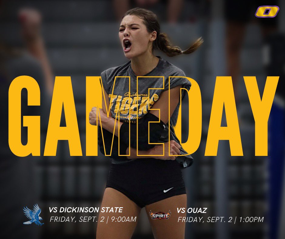 The Tigers are in Nebraska for day one of the Bellevue Tournament! Hosted by Bellevue University 

Day ☝️
Game 1️⃣: Dickinson State @ 9am 
Game 2️⃣: Ouaz @ 1pm