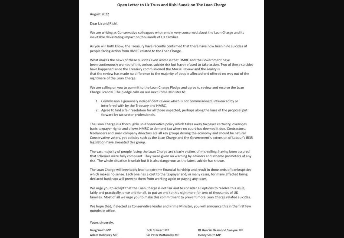 PBottomleyMP's tweet photo. I have added my name to an open letter to @trussliz &amp; @RishiSunak, urging them to review and resolve the #LoanChargeScandal if elected PM. Many of those most severely affected were 'duped' into schemes with the perpetrators escaping unpunished. This must change. @loanchargeAPPG https://t.co/p1isjqZaId