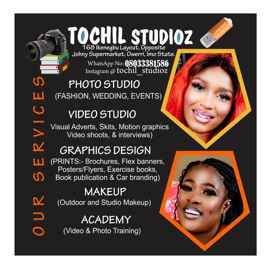 TAnopueme's tweet photo. Let's partner in this business and Visit Tochil Studioz. @168 Ikenegbu Layout, Opposite Johnny Supermarket, within Maris and Destiny supermarkets, Owerri, Imo state, Nigeria. 08033381586, 09127749728. My instagram handle for more views @ tochil_studioz https://t.co/e24xNhTjLK