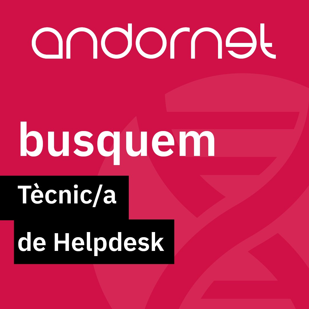 Andornet's tweet photo. Si creus que ets el perfil que necessitem, envia el teu CV a: 📩 𝗶𝗻𝗳𝗼@𝗮𝗻𝗱𝗼𝗿𝗻𝗲𝘁.𝗮𝗱
⁣
Per a més informació, clica en l'enllaç👉 https://t.co/LFrqPvzT6K
#Andornet #OfertadeFeina #Andorra #Helpdesk https://t.co/TWVncTsXrD