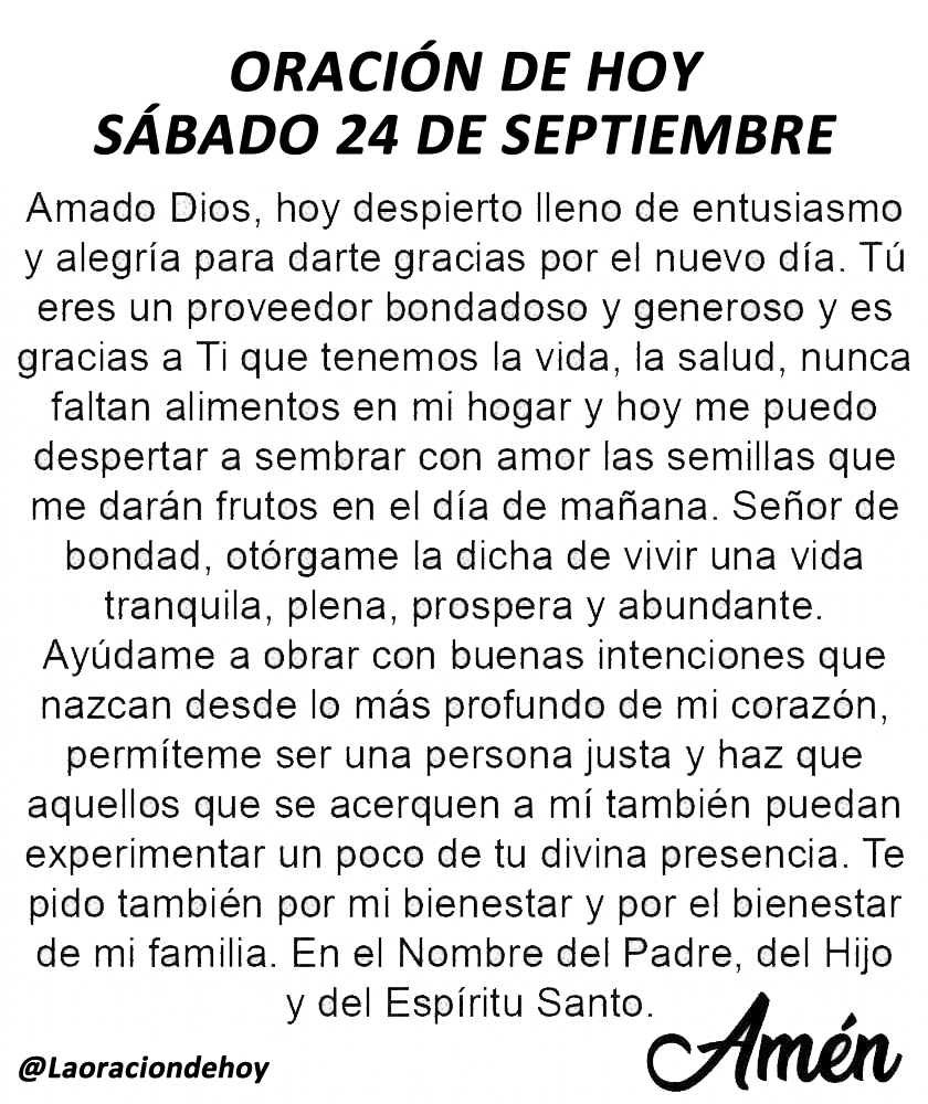 laoraciondehoy's tweet photo. Oración diaria para hoy sábado 24 de septiembre. https://t.co/dpPrVMXXMq