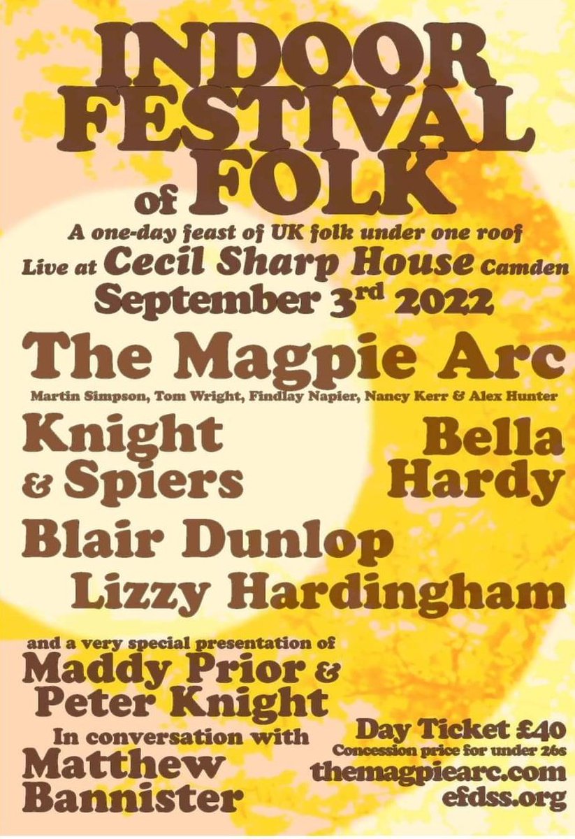 ⚠️Camden⚠️ Really looking forward to this tomorrow, a day of great music at one of the great venues @cecilsharphouse 🎶 @TheMagpieArc @lizzyhardingham @knightandspiers @bellahardy