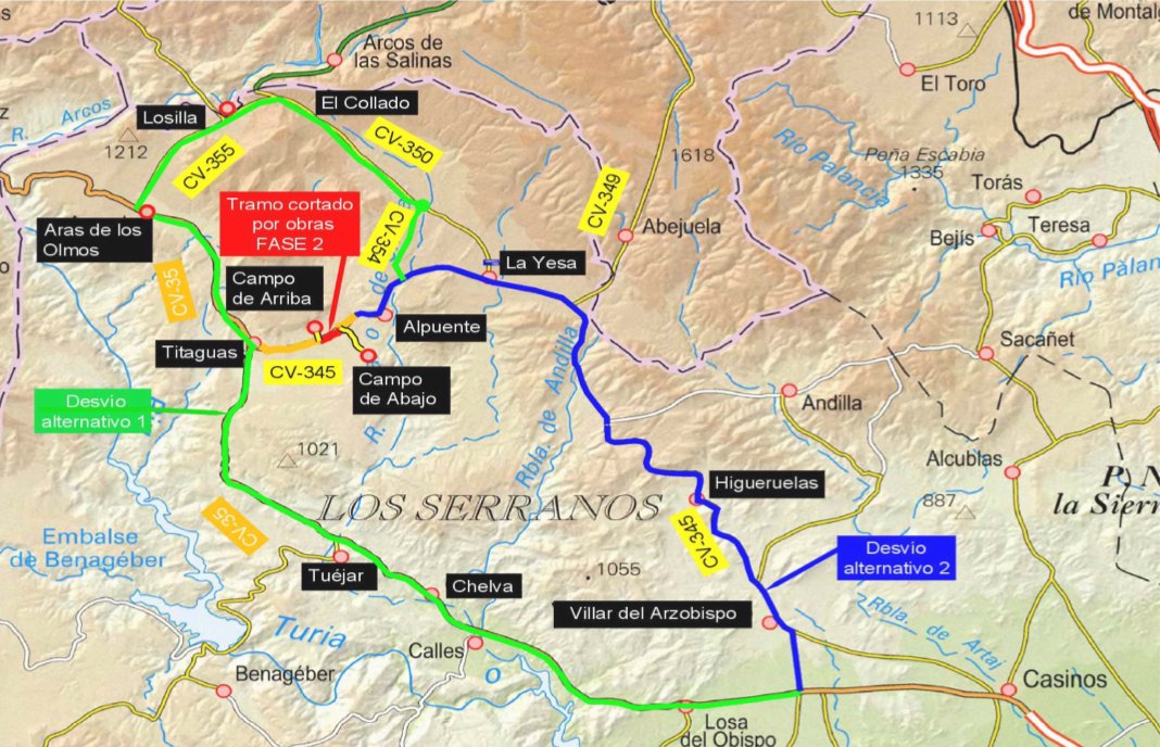 🚧Corte CV-345, tramo Campo de Abajo a Titaguas

👉Fase 2:Del 05/09 al 09/09

🛣️Entre PK 50+200 y PK 51+200

Tramo de Campo de Abajo a Campo de Arriba en obras, carretera cortada ⛔️

Tramo de Titaguas a Campo de Arriba en obras, paso de vehículos permitido 👍

Itinerarios👇
