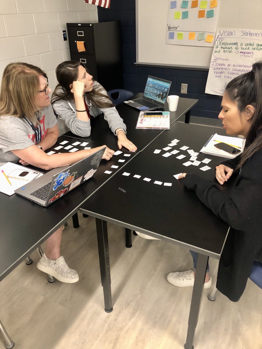 PenniArner1's tweet photo. PLC facilitators discussing beliefs and values related to our learning communities. It’s all about focused learning and growing together. #buildingthenest ⁦@criddle62⁩ ⁦@BethLoedding⁩ ⁦@MrMino27⁩ ⁦@ZinkEd_u⁩ ⁦@HeatherGordy⁩ ⁦@PLCoachStrang⁩ https://t.co/3TRuNNYyPW