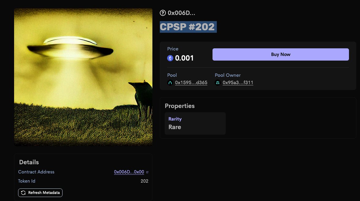 CursedPast's tweet photo. Rare CPSP #202 👽🐮 sitting at floor on sudoswap!

Who is brave enough to get it?

https://t.co/Uk4VzrNSyD

$sudo $xmon #sudoswap #nft https://t.co/esnpgozMbt