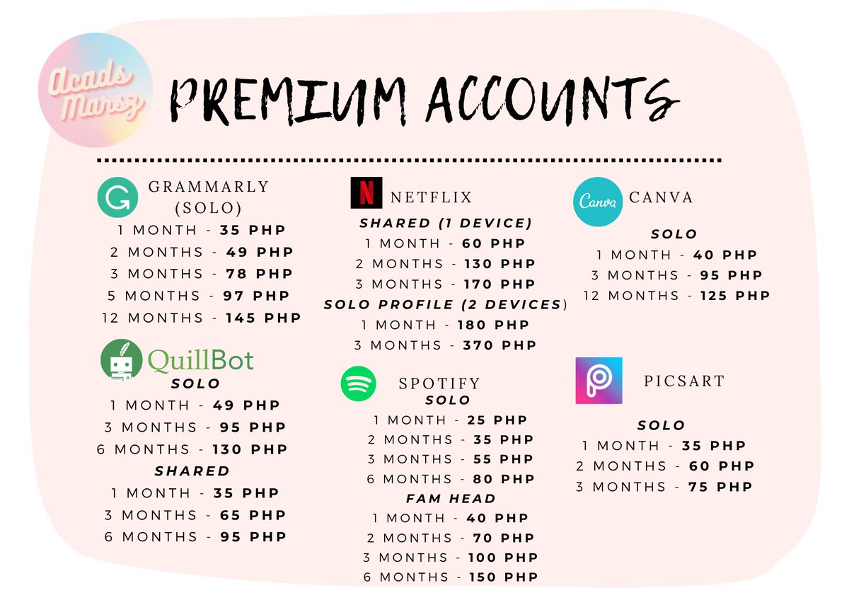 Updated Price List! Dm me for orders po ~