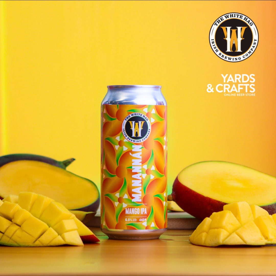 YardsAndCrafts's tweet photo. Fresh off the canning line from Sligo!

A juicy fruit IPA infused with fresh chopped Mango, a refreshing and deceivingly punchy IPA. 

𝗠𝗮𝗻𝗮𝗻𝗻𝗮́𝗻, 𝗧𝗵𝗲 𝗪𝗵𝗶𝘁𝗲 𝗛𝗮𝗴

Find it: https://t.co/0FLCZlrT5Q

#IrishCraftBeer #CraftBeer #BeerOClock #MangoIPA https://t.co/e8my7CVNr2