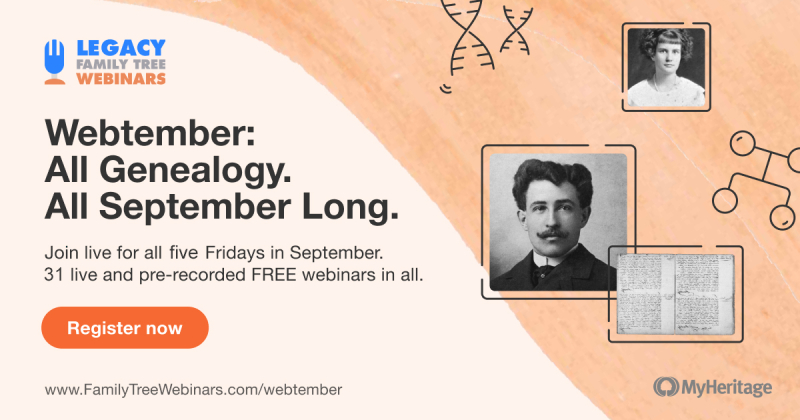 histfamilles's tweet photo. Who's excited for #webtember? I know I am!!!
Can't wait for those wonderful webinars all five #Fridays of September and to hear @CarolinaGirlGen @DapperHistorian @lisaalzo with @legacyfamily !
#genealogy #genealogie #familyhistory #learning #fun https://t.co/JaXTIH1awX