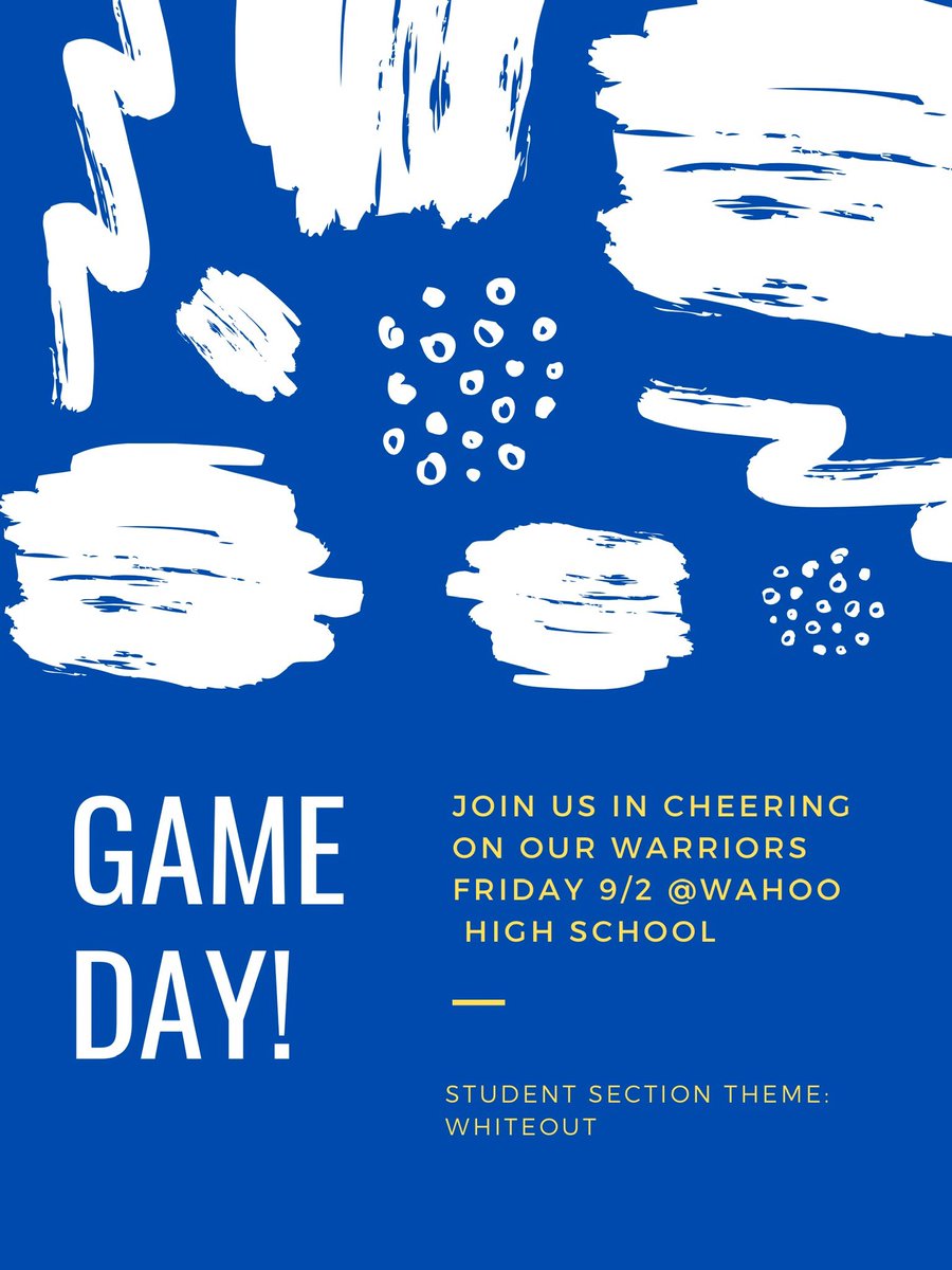 CheerWahoo's tweet photo. It’s Gameday Warriors! Join us today at 7pm  to support our Warrior football team!✨💙 #gowarriors #itsagreatdaytobeawarrior https://t.co/N1SvfpALdb