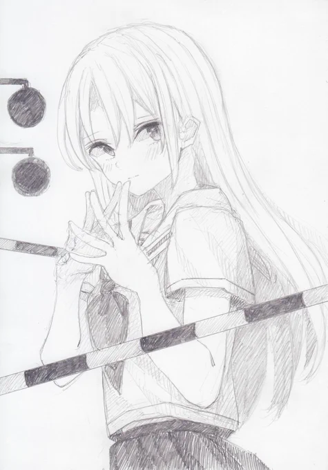 シャーペンで描きました。シスタークレアさんです。少女レイが大好きで、ずっとリピートしてます#描いたよクレアさん 