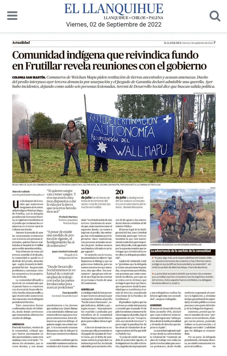 Consideramos extremadamente grave que el Gobierno, a través de su Delegada Presidencial, se reúna con personas imputadas, querelladas, que están cometiendo un ilícito, y que no promueva el restablecimiento del estado de derecho.