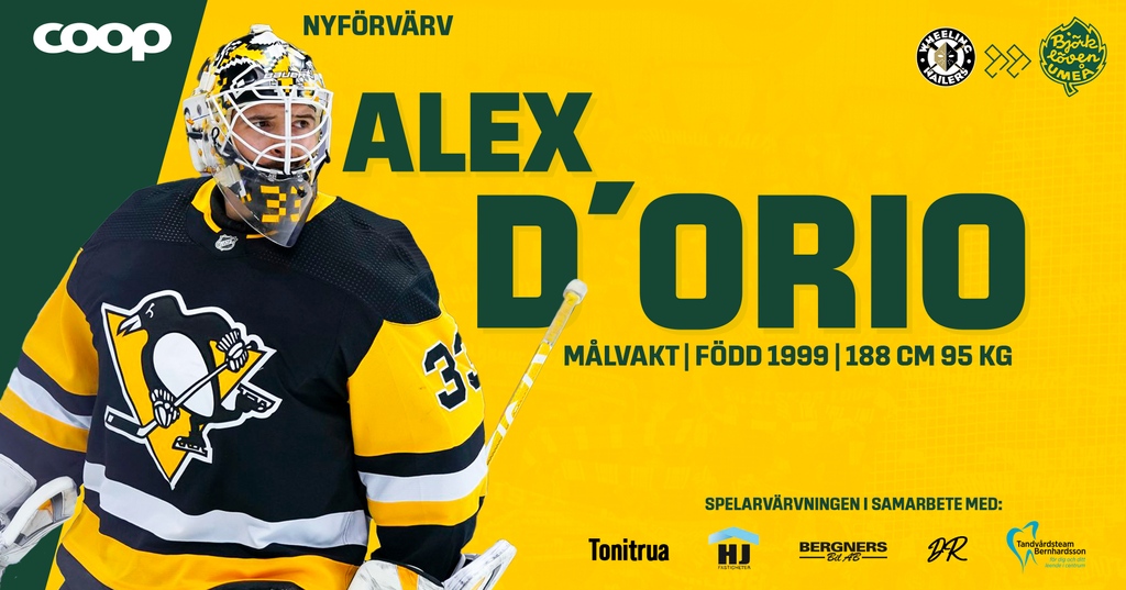 Bjorkloven's tweet image. Welcome Alex D´Orio! #björklöven

Tack de företag som bidragit till värvningen!