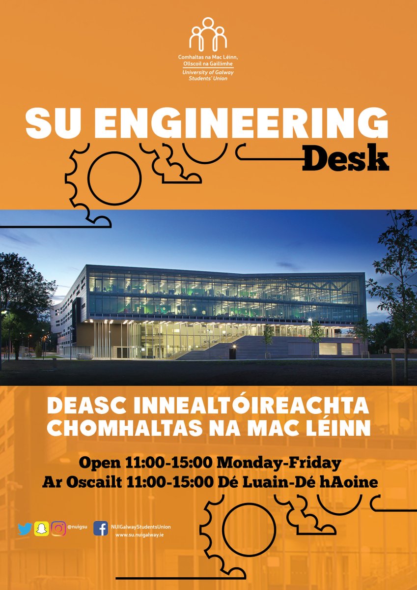 UniOfGalwaySU's tweet photo. 📢Good news!
1⃣SU Free Cloakroom and the SU Engineering Desk are both reopening today after a 2 year break!
2⃣SU Office Opening hours have been extended and are 10am-5pm Monday-Friday
#DoChomhaltas #SemesterOne #UniversityOfGalway https://t.co/YyFZdMt61P