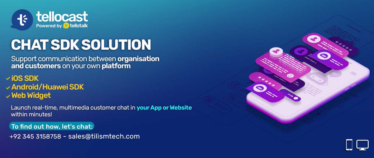 Tello_Talk's tweet photo. Power up your digital platforms with TelloCast's real-time, multimedia, instant messaging within minutes!
๐ฌ Your Conversation
๐ฌ Your Customer
๐ฌ Your Platform
Talk to us @ 03453158758
#customerexperience #embeddedchat #chatAPI #chatSDK #chatsolution #customersupport https://t.co/Qqn3a6r16P