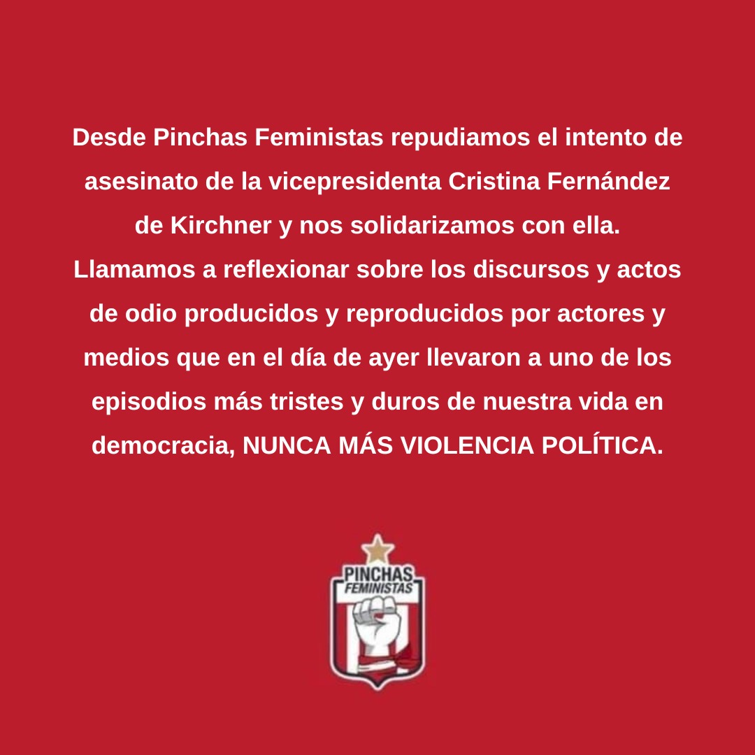 Nuestro repudio a lo sucedido y solidaridad con <a href="/CFKArgentina/">Cristina Kirchner</a>
