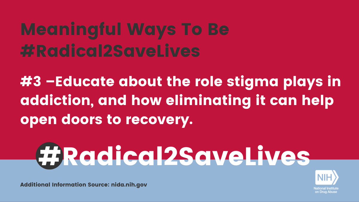 NIDAnews's tweet photo. #Radical2SaveLives Stigma about people with a substance use disorder might include inaccurate or unfounded stereotypes. Words matter as a start, and help move toward actions that can improve health outcomes: https://t.co/JOZPK7KyjV #OverdoseAwarenessWeek (3/4) https://t.co/PZiH98QyBG