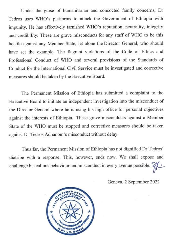 GazettePlusET's tweet photo. Press Release‼️
Press Release by Ethiopian Mission in #Geneva on the misconduct of the #WHODirectorGeneral‼️
@WHO https://t.co/CtmET1wPKD