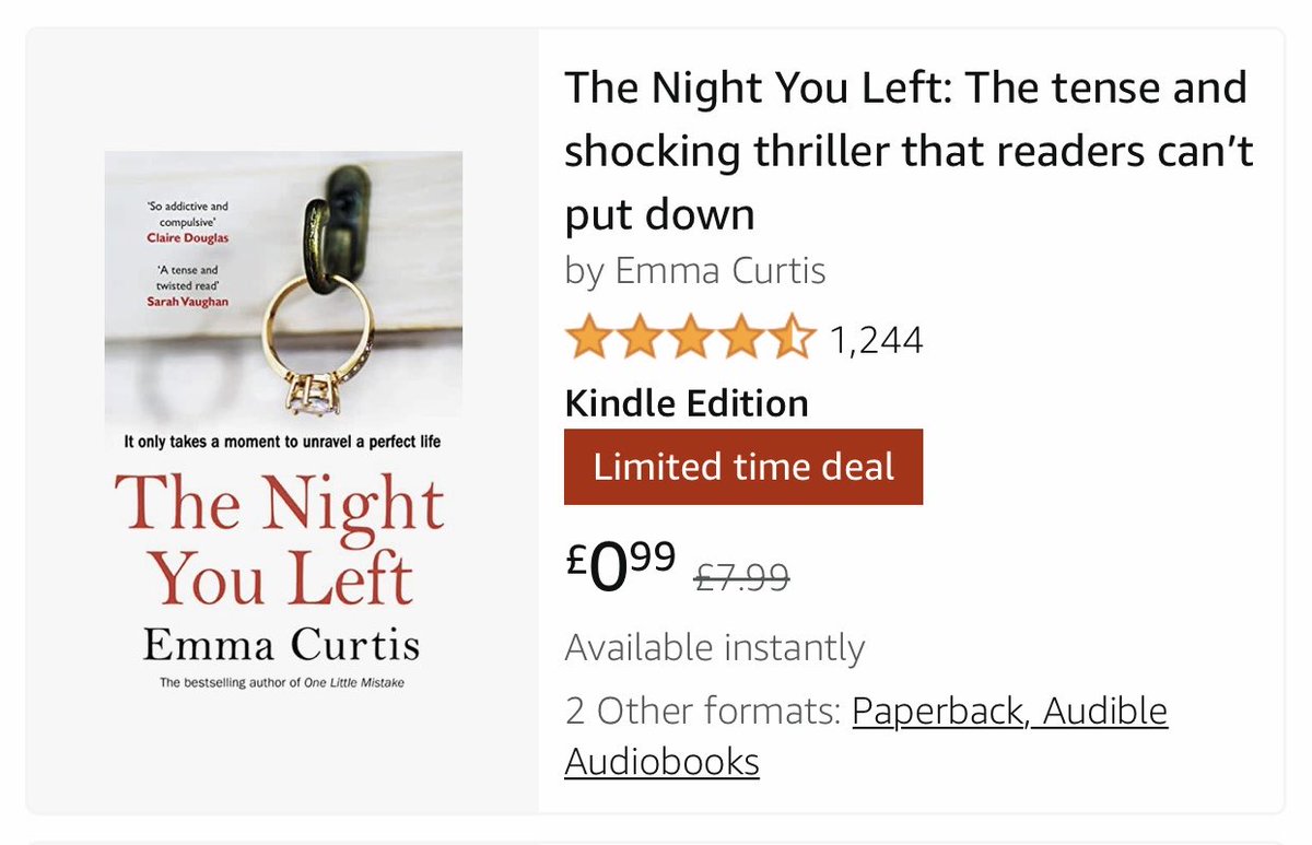 emmacurtisbooks's tweet photo. It only takes a moment to unravel a perfect life…
#TheNightYouLeft
#LimitedTimeDeal
.99p!!! 😁😁😁 https://t.co/9zA4zMeRU7