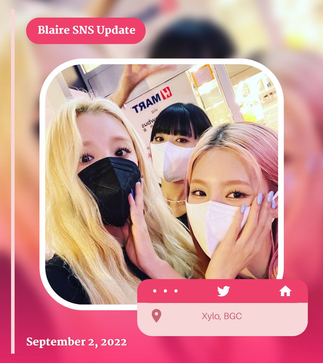 ⠀⠀⠀⠀
ㅤ
⠀⠀     ﹫ —  BLAIRE.⠀  sns update
ㅤ
⠀⠀⠀       ♯  9:21pm  ╱  02.09.22
⠀⠀⠀       ⌕.          Xylo, BGC. 
⠀⠀
ㅤ 》 NAMISS KO KAYO REAL NA REAL 😾
ㅤ
ㅤ