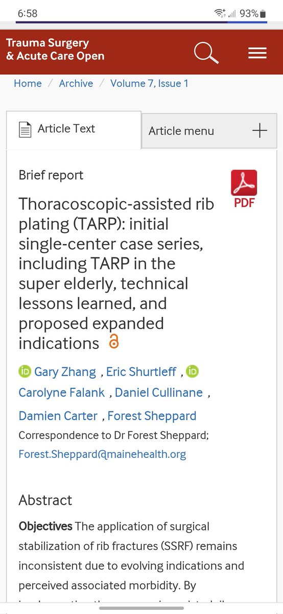 Congrats to these surgeons on appropriately pushing back the frontier <a href="/DanCullinaneMD/">DanCullinane</a> <a href="/Maineburndoc/">Damien Wilson Carter</a> <a href="/TSACO_AAST/">Trauma Surgery & Acute Care Open (TSACO)</a>