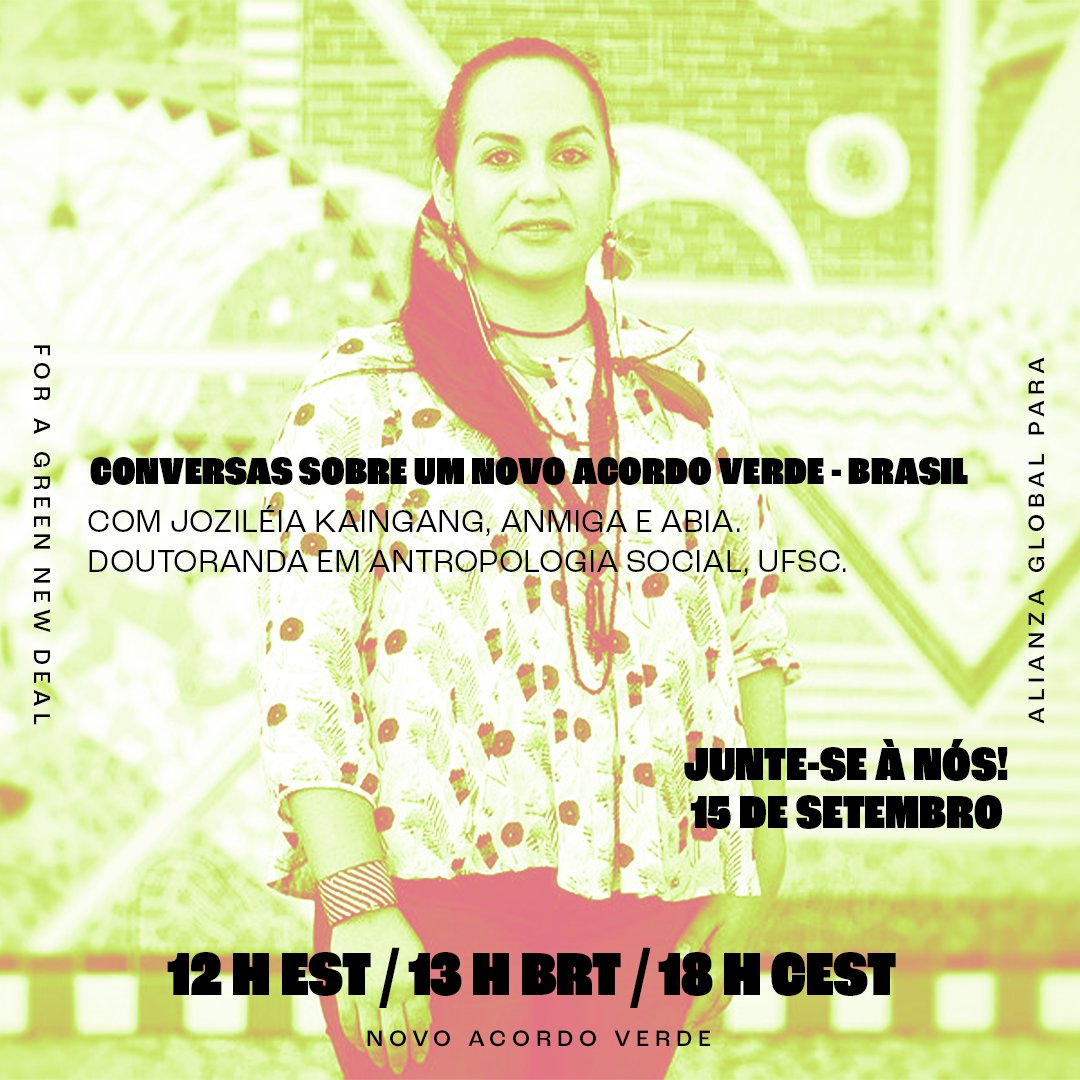 15 Set: 12h EST / 13h Brazil / 18h CEST / 17h BST

<a href="/JKaingang/">Joziléia Kaingang</a> <a href="/safbf/">Sabrina Fernandes - the.ecocene.blog</a>, <a href="/abramovay/">Ricardo Abramovay</a> <a href="/ppzbastos/">Pedro Paulo Zahluth Bastos</a> conversarão c/ <a href="/moraespjuliana/">Juliana de Moraes</a> sobre o q uma vitória de Lula pode significar para a #TransiçãoVerde no Brasil.

Se inscreva aqui! tinyurl.com/mhfsdhd6

#Eleições2022