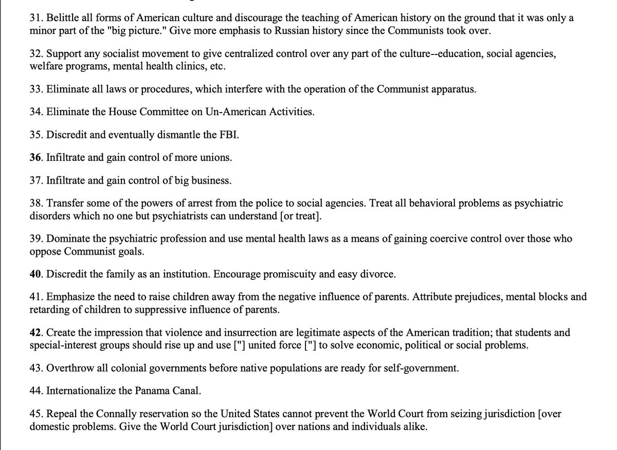ubiquitol's tweet photo. the full list of 45 goals of the communist party read onto record in congress back in 1963...
it seems they have mostly accomplished these goals https://t.co/dIxixAuaDg