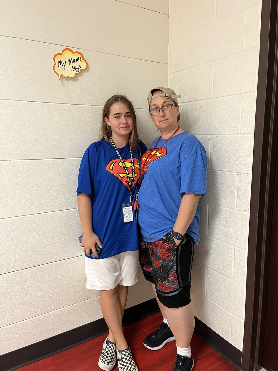 LauraWeathers's tweet photo. @AdamSandler this is me and my mini-me @KatyHighSchool  showing our school spirit https://t.co/j7Ijs6UjYp