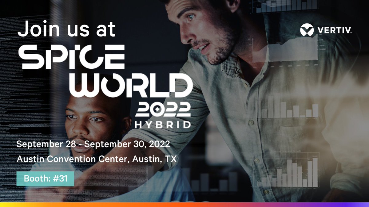 taylorj143's tweet photo. Are you in IT? Then we've got the "must attend" conference for you! Join us at SpiceWorld for three days packed with tech know-how, networking with peers, and the latest IT products and solutions: https://t.co/BeMU5SjcEX
#VertivEvents ​#SpiceWorldHybrid https://t.co/8KgiXkI4zj