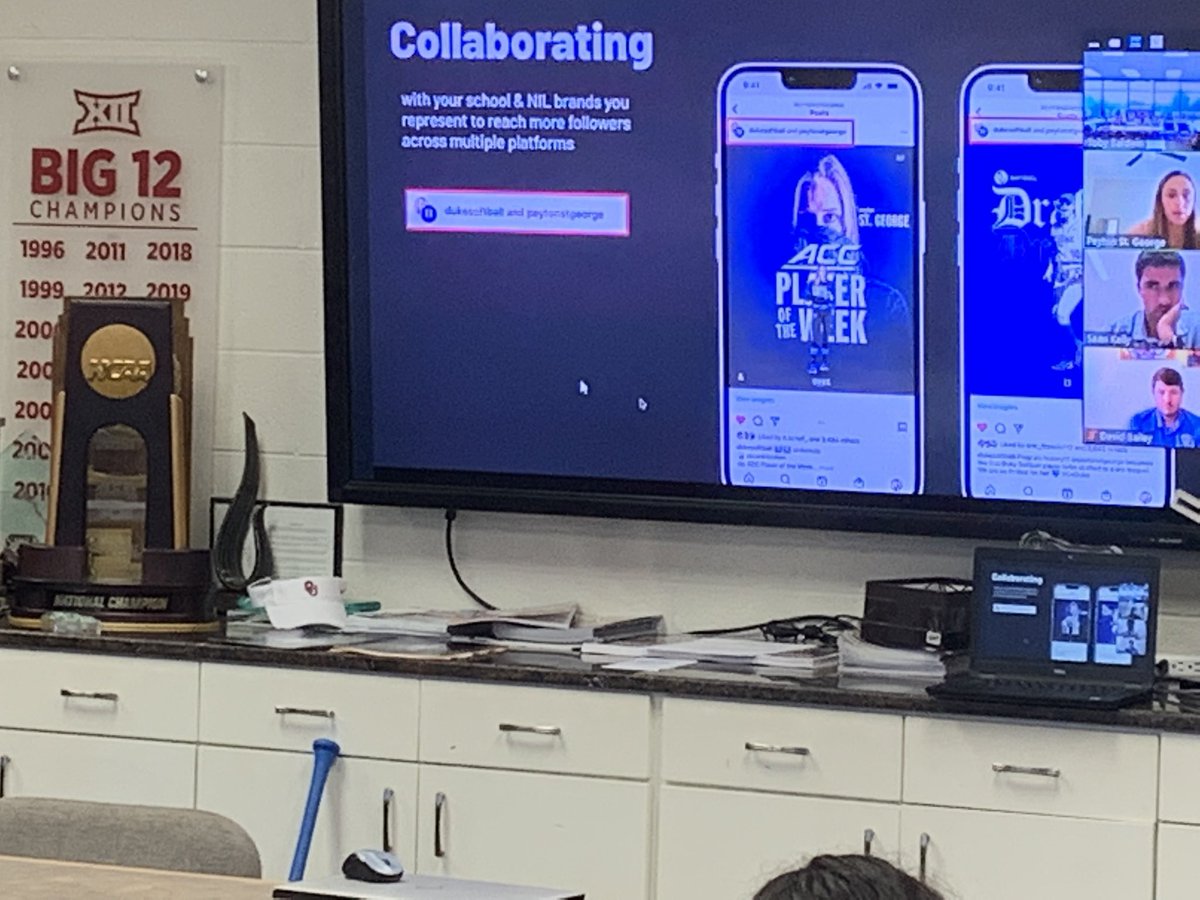 OU_NIL's tweet photo. Great social media growth session with @INFLCR @ou_softball and softball great Peyton St George. Learning from peers always means more. #NIL https://t.co/Wr2eaKKSA4