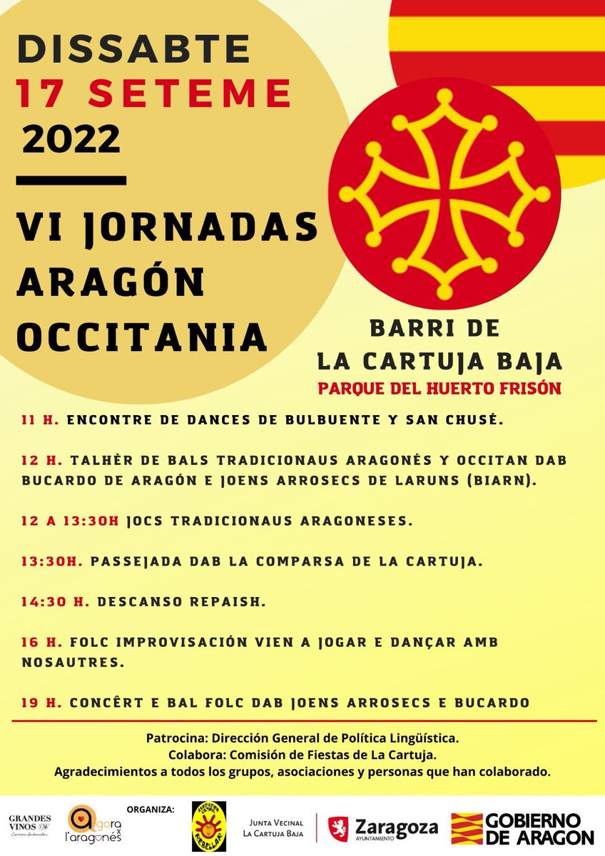 Danzedesanjose's tweet photo. Tras uno años de parón forzado, regresan las 𝗝𝗢𝗥𝗡𝗔𝗗𝗔𝗦 𝗔𝗥𝗔𝗚𝗢́𝗡-𝗢𝗖𝗖𝗜𝗧𝗔𝗡𝗜𝗔  Organizadas por la Asociación Cultural El Rebellar, en esta 6ª edición se celebran en el barrio de LA CARTUJA BAJA

¡Una excelente programación donde no podíamos faltar

¡Os esperamos! https://t.co/S38As9LOIn