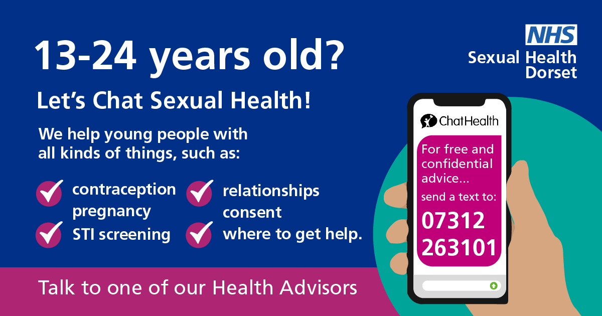 SH_Dorset's tweet photo. 13-24 years old? Let’s #ChatSexualHealth
We help young people with all kinds of things, from emergency contraception and pregnancy to relationship worries and consent. For FREE, confidential advice send a text to:
07312 263101
#sexualhealth #sexualhealthdorset #dorset https://t.co/UwsiEynVwQ